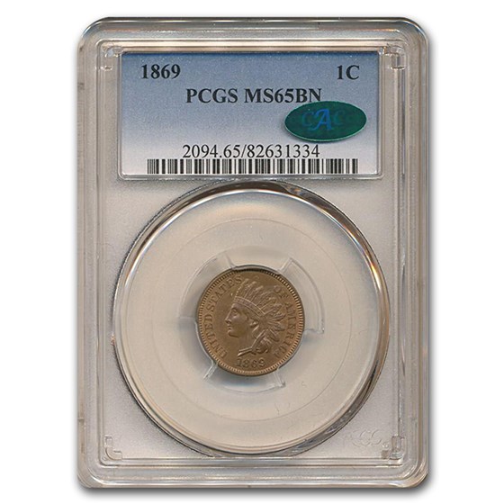 1869 Indian Head Cent MS-65 PCGS CAC (Brown) 1869 Indian Head Cent MS-65 PCGS CAC (Brown)