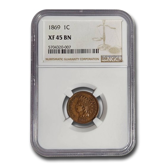 1869 Indian Head Cent XF-45 NGC (Brown) 1869 Indian Head Cent XF-45 NGC (Brown)