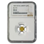 1869 Liberty Octagonal 25 Cent Gold MS-62 NGC (BG-751)