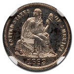 1869 Liberty Seated Dime PF-65 Cameo NGC