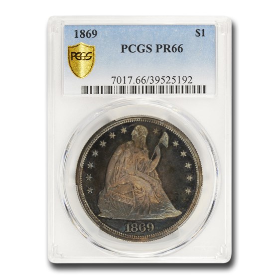 1869 Liberty Seated Dollar PR-66 PCGS