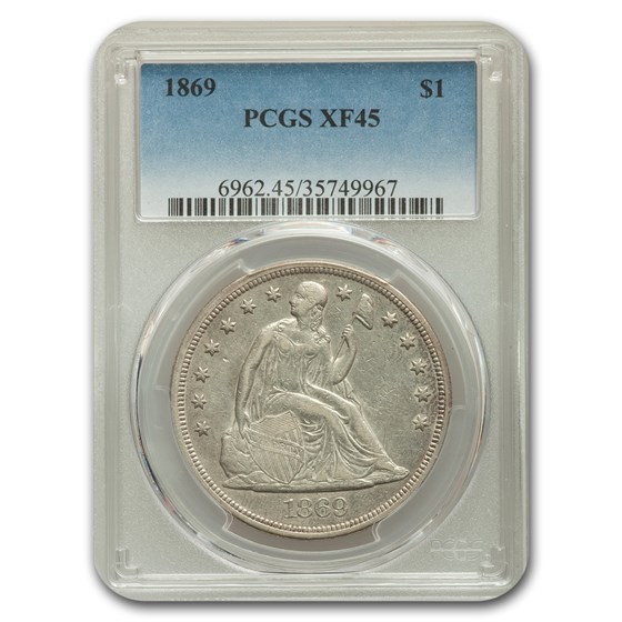 1869 Liberty Seated Dollar XF-45 PCGS 1869 Liberty Seated Dollar XF-45 PCGS