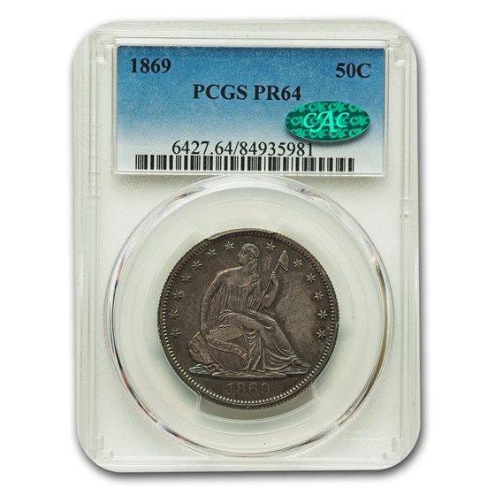 1869 Liberty Seated Half Dollar PR-64 PCGS CAC 1869 Liberty Seated Half Dollar PR-64 PCGS CAC