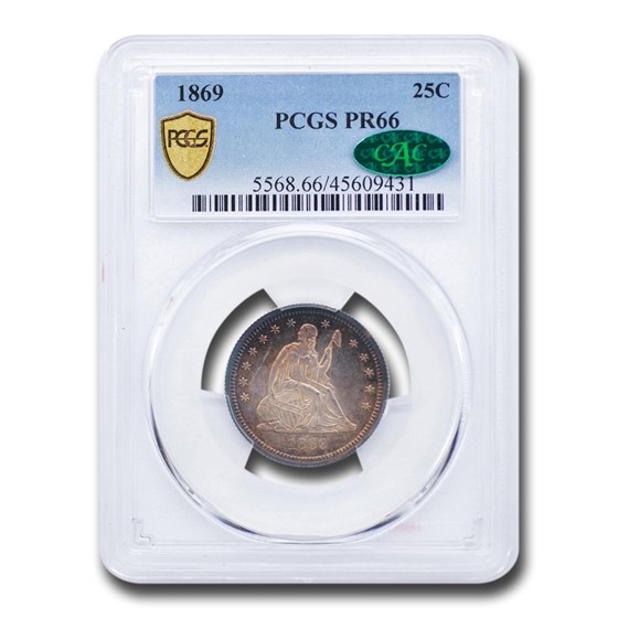 1869 Liberty Seated Quarter PR-66 PCGS CAC 1869 Liberty Seated Quarter PR-66 PCGS CAC
