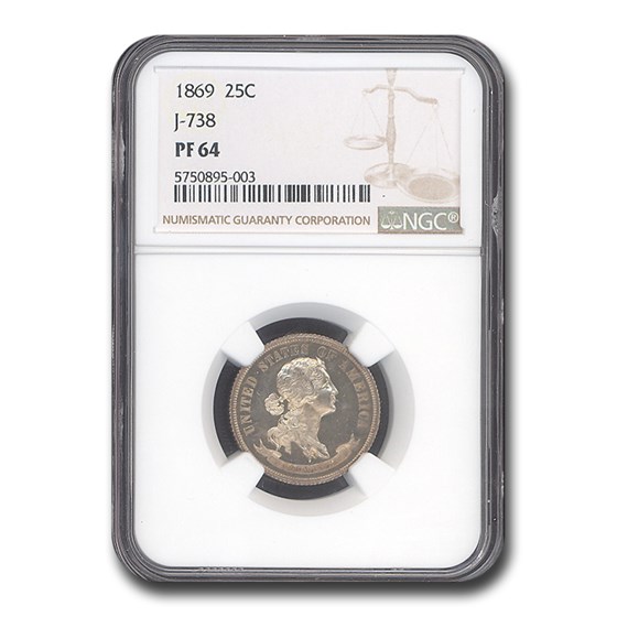 1869 Pattern Quarter PF-64 NGC (J-738) 1869 Pattern Quarter PF-64 NGC (J-738)