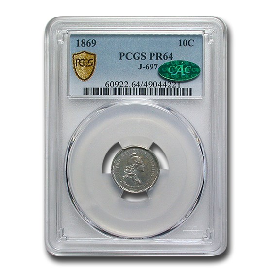 1869 Pattern Standard Silver Dime PR-64 PCGS CAC (J-697) 1869 Pattern Standard Silver Dime PR-64 PCGS CAC (J-697)