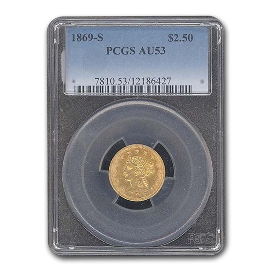 1869-S $2.50 Liberty Gold Quarter Eagle AU-53 PCGS 1869-S $2.50 Liberty Gold Quarter Eagle AU-53 PCGS