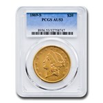 1869-S $20 Liberty Gold Double Eagle AU-53 PCGS