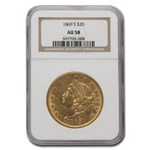 1869-S $20 Liberty Gold Double Eagle AU-58 NGC