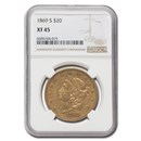 1869-S $20 Liberty Gold Double Eagle XF-45 NGC