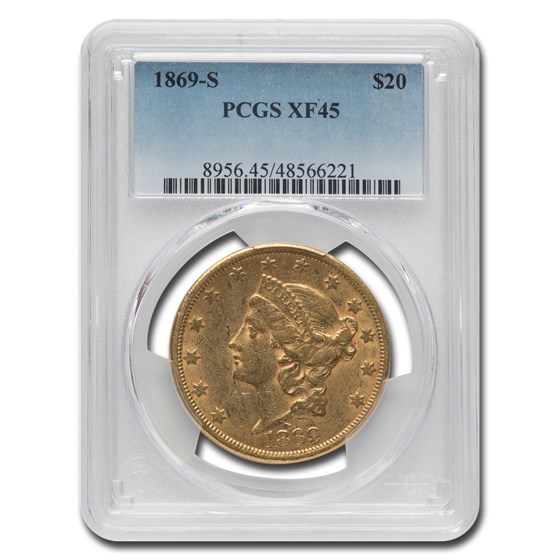 1869-S $20 Liberty Gold Double Eagle XF-45 PCGS 1869-S $20 Liberty Gold Double Eagle XF-45 PCGS