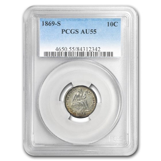 1869-S Liberty Seated Dime AU-55 PCGS 1869-S Liberty Seated Dime AU-55 PCGS