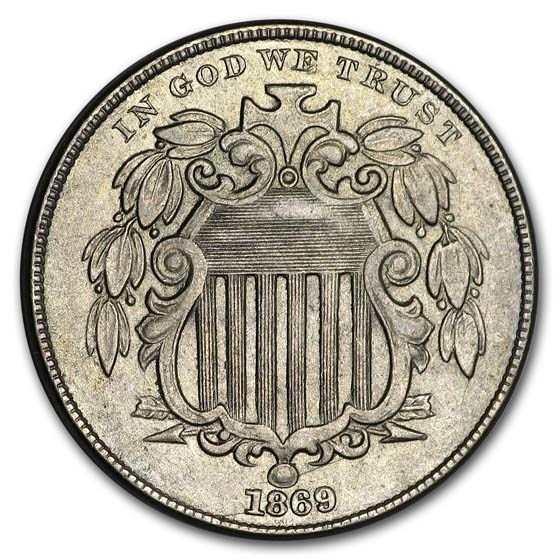 1869 Shield Nickel AU 1869 Shield Nickel AU