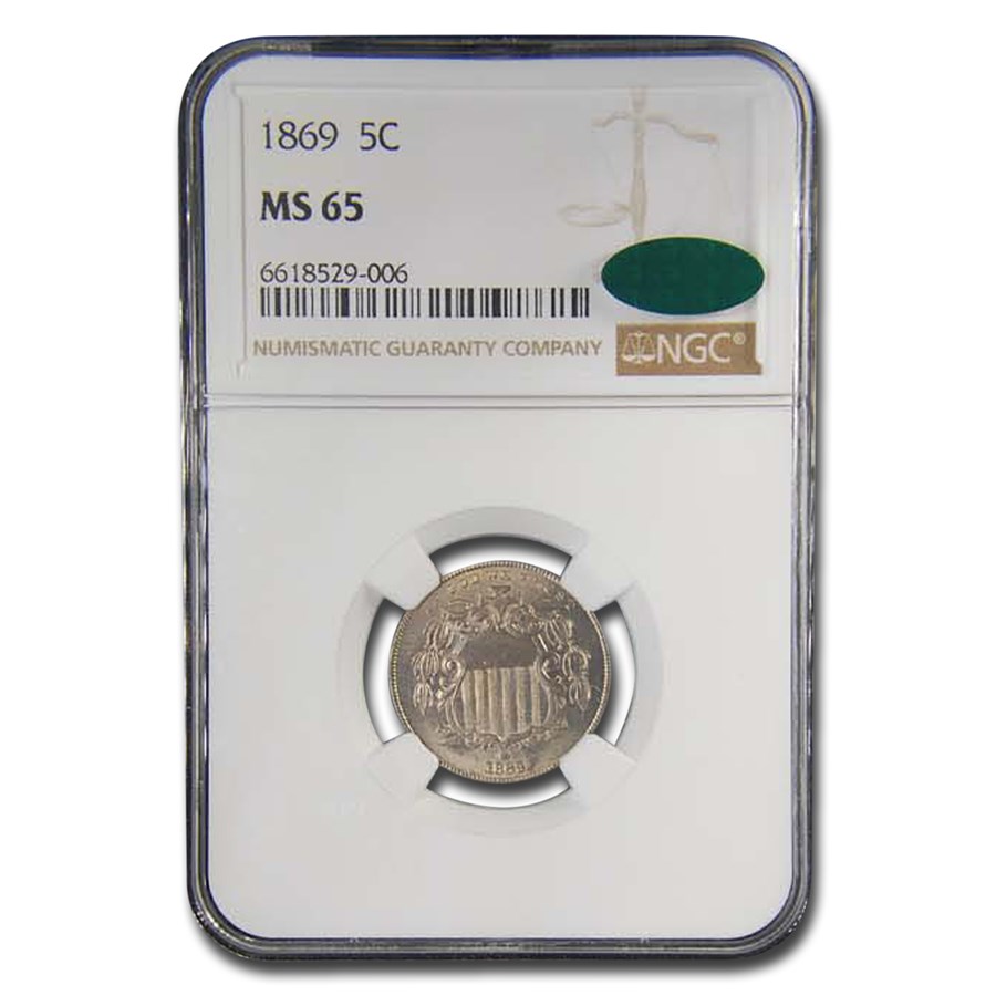 1869 Shield Nickel MS-65 NGC CAC