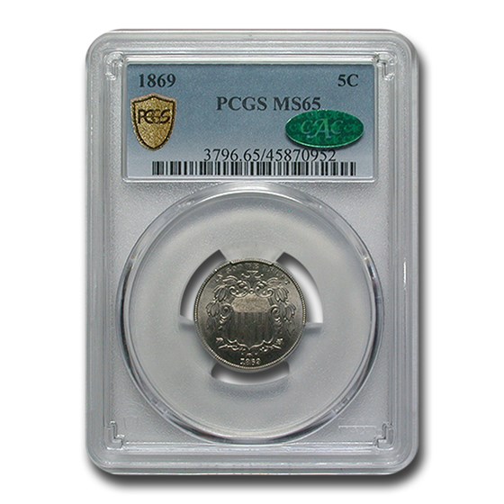 1869 Shield Nickel MS-65 PCGS CAC