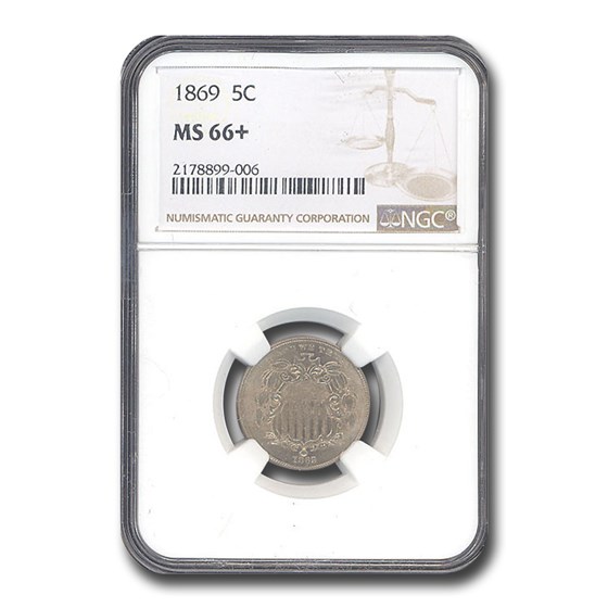 1869 Shield Nickel MS-66+ NGC