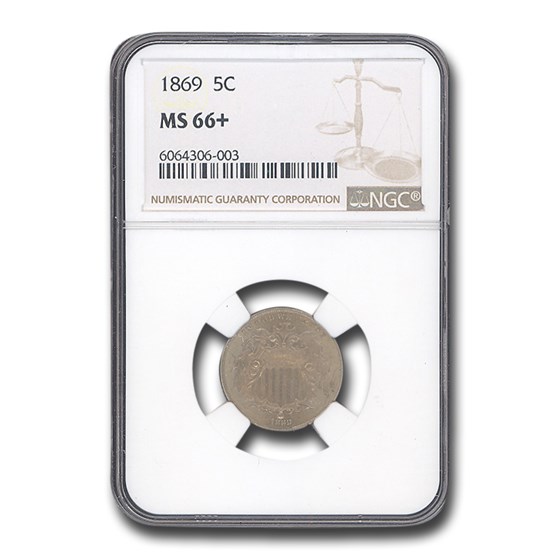 1869 Shield Nickel MS-66+ NGC