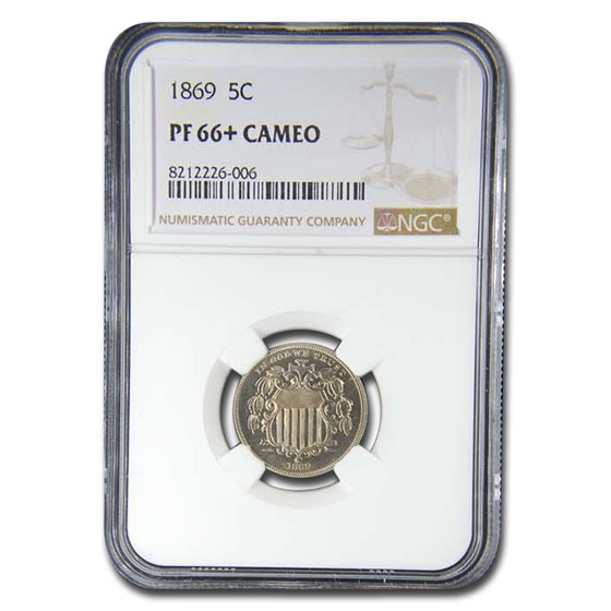 1869 Shield Nickel PF-66+ Cameo NGC 1869 Shield Nickel PF-66+ Cameo NGC