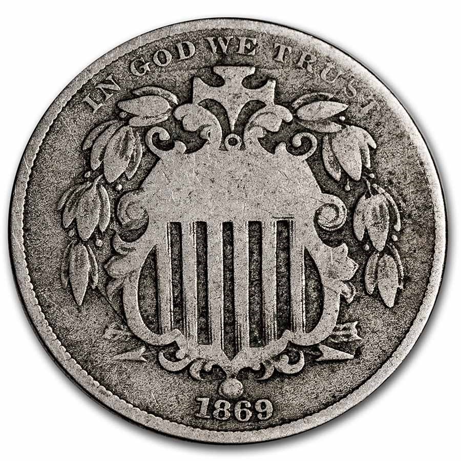 1869 Shield Nickel VG