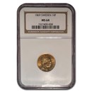 1869 Sweden Gold 10 Francs Carl XV Adolf MS-64 NGC