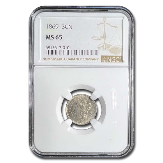1869 Three Cent Nickel MS-65 NGC