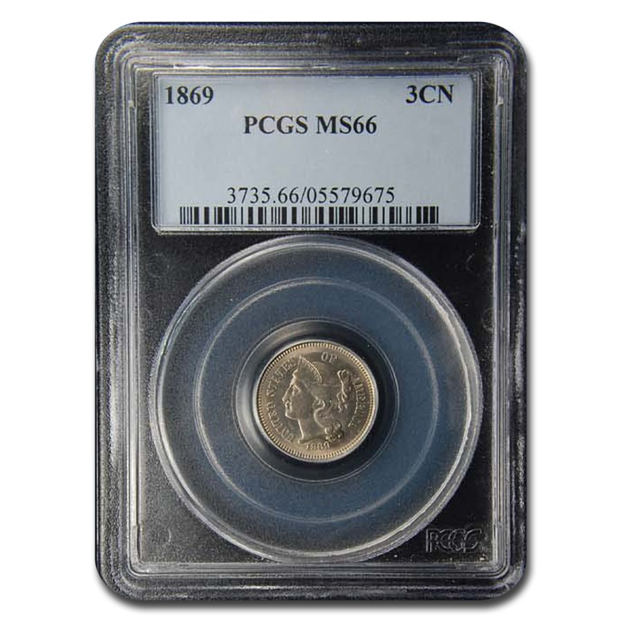 1869 Three Cent Nickel MS-66 PCGS