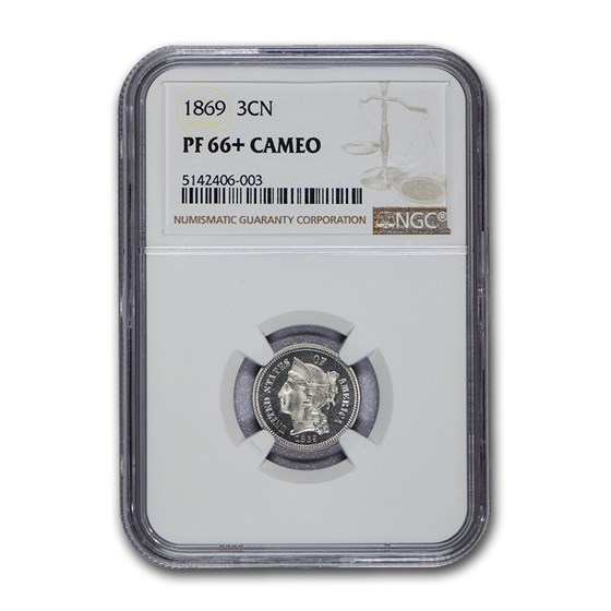 1869 Three Cent Nickel PF-66+ Cameo NGC 1869 Three Cent Nickel PF-66+ Cameo NGC