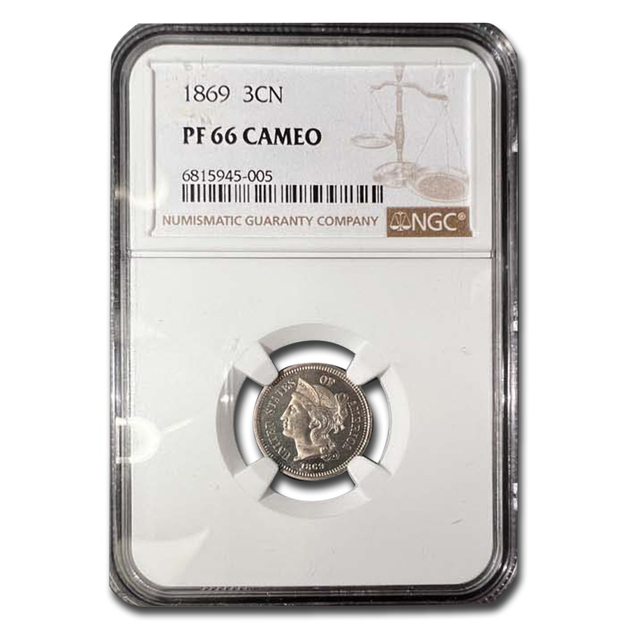 1869 Three Cent Nickel PF-66 Cameo NGC