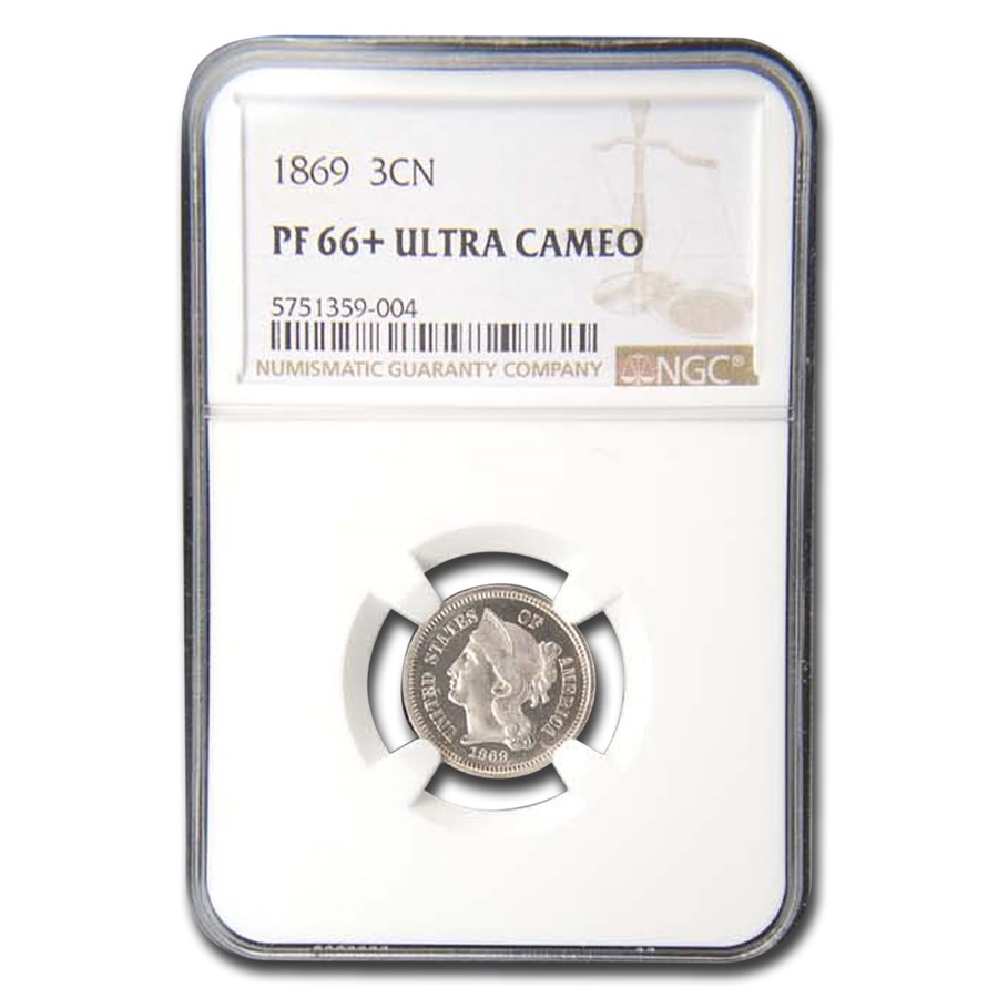 1869 Three Cent Nickel PF-66 UCAM+ NGC