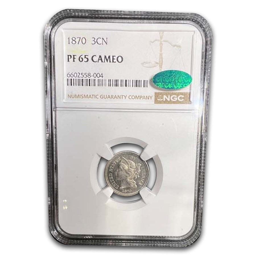 1869 Three Cent Nickel PF-67 Cameo NGC CAC