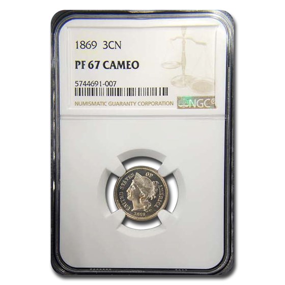 1869 Three Cent Nickel PF-67 Cameo NGC 1869 Three Cent Nickel PF-67 Cameo NGC
