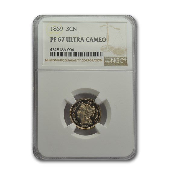 1869 Three Cent Nickel PR-67 UCAM NGC 1869 Three Cent Nickel PR-67 UCAM NGC