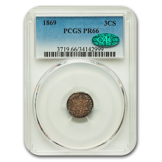 1869 Three Cent Silver PR-66 PCGS CAC 1869 Three Cent Silver PR-66 PCGS CAC