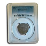 1869 Two Cent Piece AU-55 PCGS (Brown)