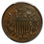 1869 Two Cent Piece AU-58 PCGS