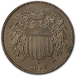 1869 Two Cent Piece AU