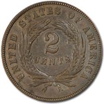 1869 Two Cent Piece AU