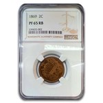 1869 Two Cent Piece PF-65 NGC (Red/Brown)
