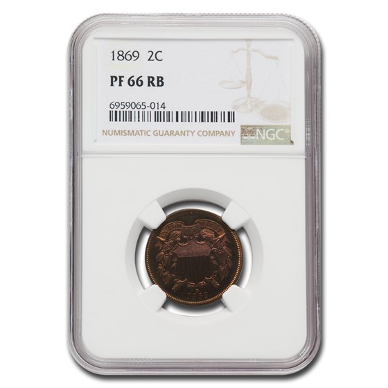 1869 Two Cent Piece PF-66 NGC (Red/Brown) 1869 Two Cent Piece PF-66 NGC (Red/Brown)