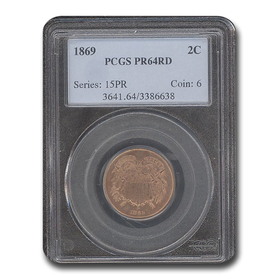 1869 Two Cent Piece PR-64 PCGS (Red)