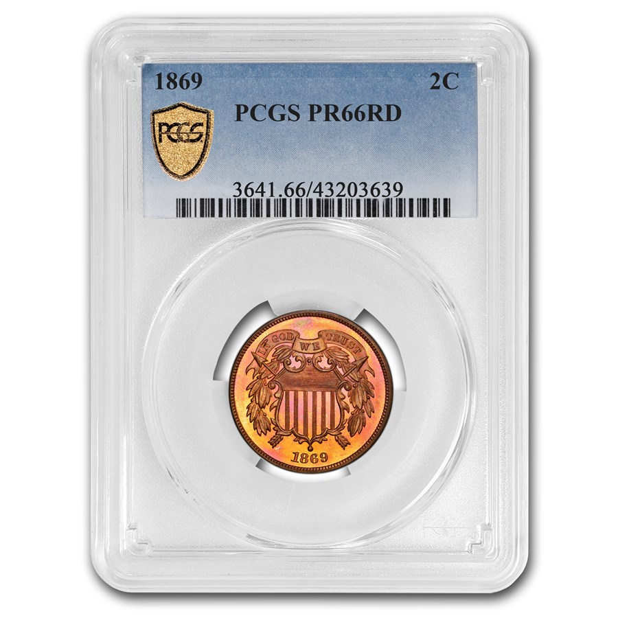 1869 Two Cent Piece PR-66 PCGS (Red)