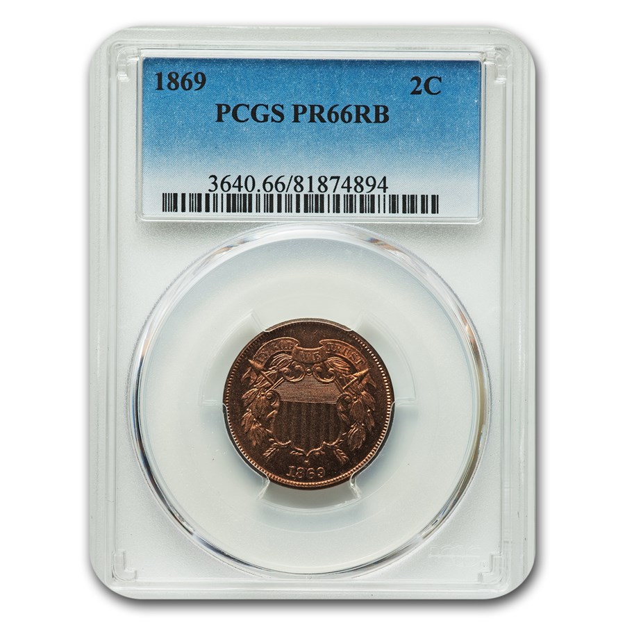 1869 Two Cent Piece PR-66 PCGS
