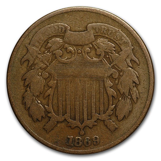 1869 Two Cent Piece VG
