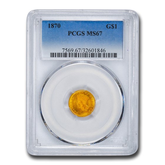 1870 $1 Indian Head Gold Dollar MS-67 PCGS 1870 $1 Indian Head Gold Dollar MS-67 PCGS