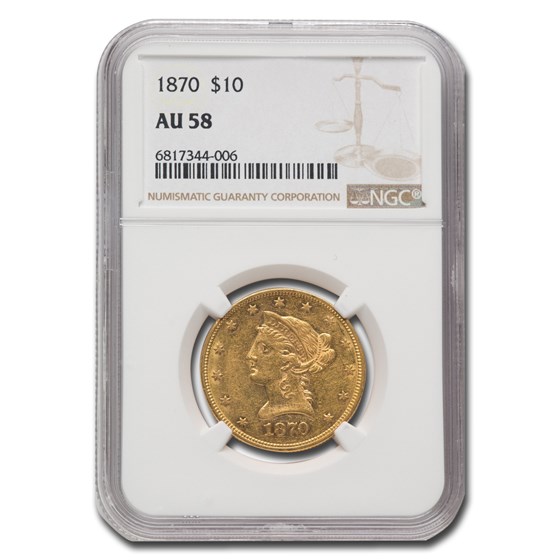 1870 $10 Liberty Gold Eagle AU-58 NGC 1870 $10 Liberty Gold Eagle AU-58 NGC