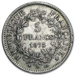 1870-1878 France Silver 5 Francs Hercules Avg Circ