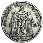 1870-1878 France Silver 5 Francs Hercules Avg Circ