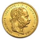 1870-1891 Austria Gold 8 Florin/20 Francs Avg Circ