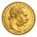 1870-1892 Hungary Gold 8 Forint/20 Franc Avg Circ