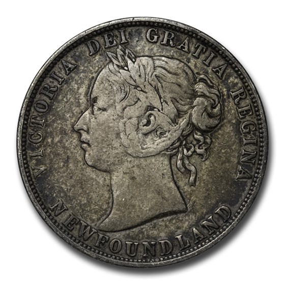 1870-1900 Newfoundland Silver 50 Cents Victoria Avg Circ 1870-1900 Newfoundland Silver 50 Cents Victoria Avg Circ